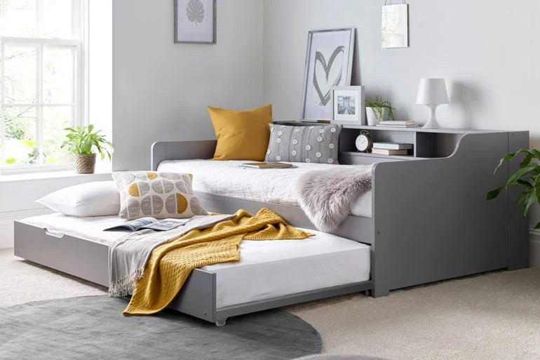 Day bed with trundle bed in grey