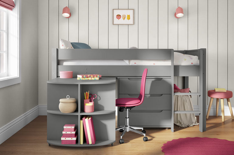 Stompa Classic Mid Sleeper with Pull Out Desk & 3 Drawer Chest