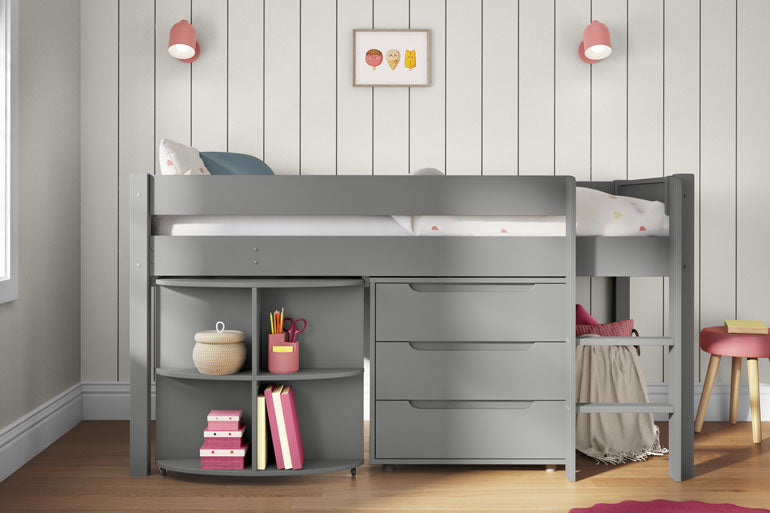 Stompa Classic Mid Sleeper with Pull Out Desk & 3 Drawer Chest