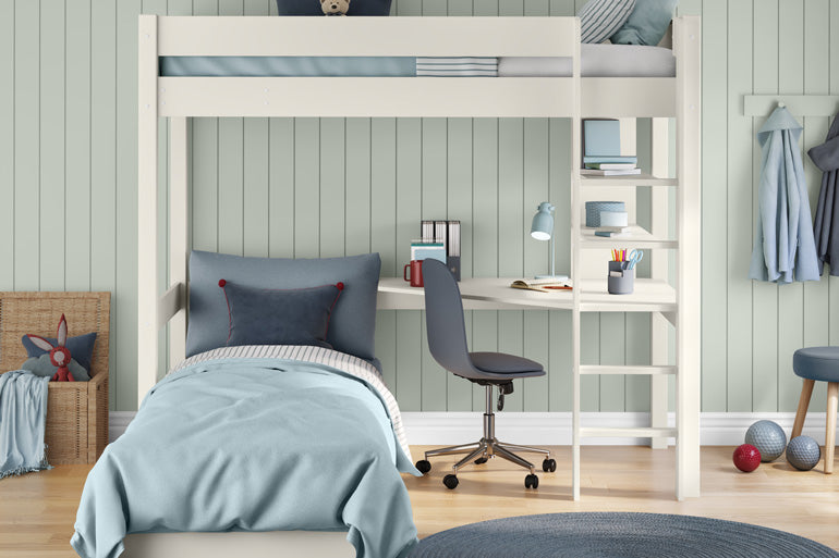 Stompa Classic High Sleeper with Integrated Desk, Shelving & Chair Bed