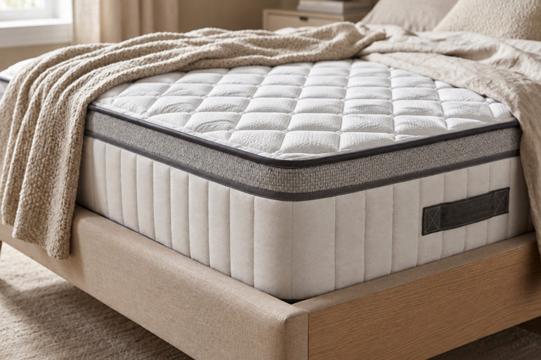 Giltedge Aeron Gel 2000 Mattress on bed frame in bedroom setting.