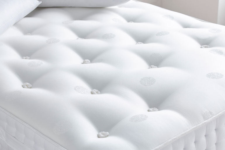 Close-up of 2000 pocket sprung mattress with natural fillings