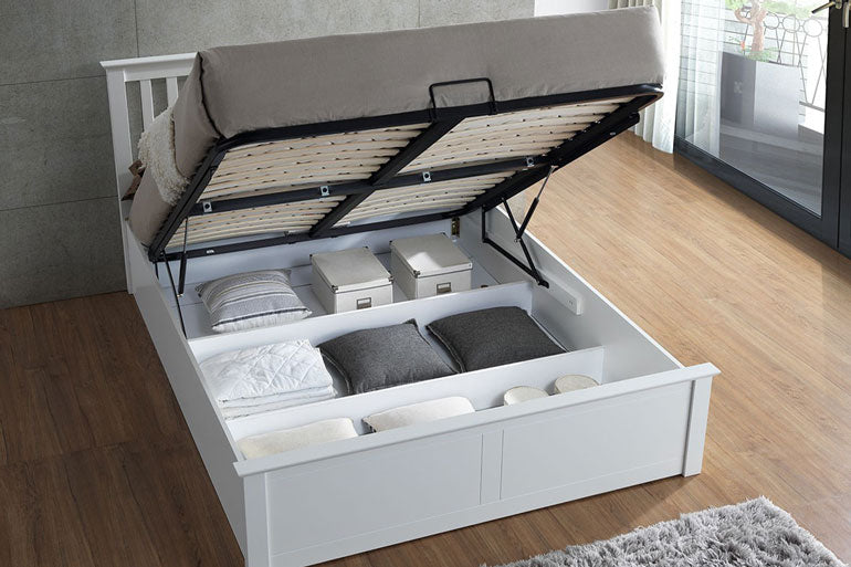 White Wooden Ottoman Bed Interior