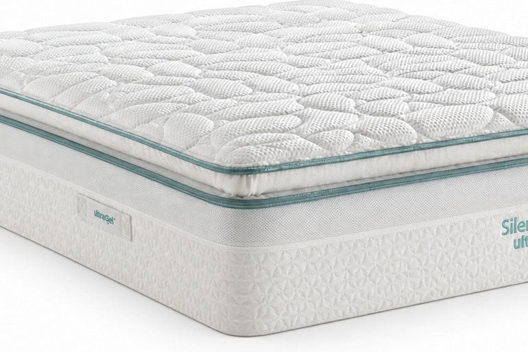 Silentnight UltraGel 2000 Pillowtop mattress with a quilted surface on a white background