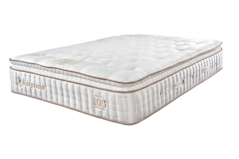 Full view of Sleepeezee Centurial 03 7000 Mattress showing plush surface, pocket springs and natural fillings