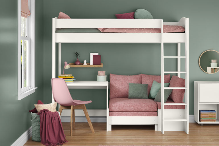 Stompa Uno S 21 High Sleeper with Sofa Bed and Fixed Desk