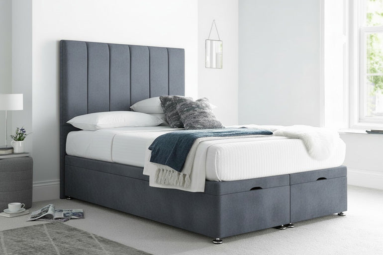 Willow Ottoman Bed in Plush Velvet Steel