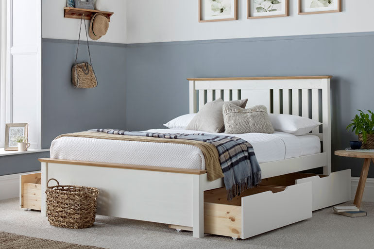 Double Chester White Wooden Storage Bed
