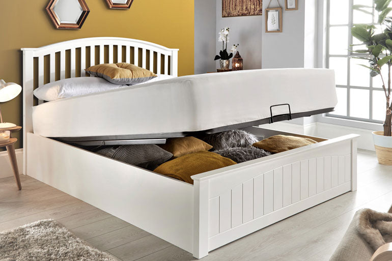 White Wooden Ottoman Bed