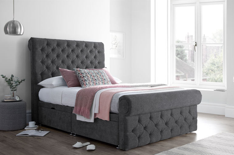 Palermo Divan Bed in Woven Charcoal