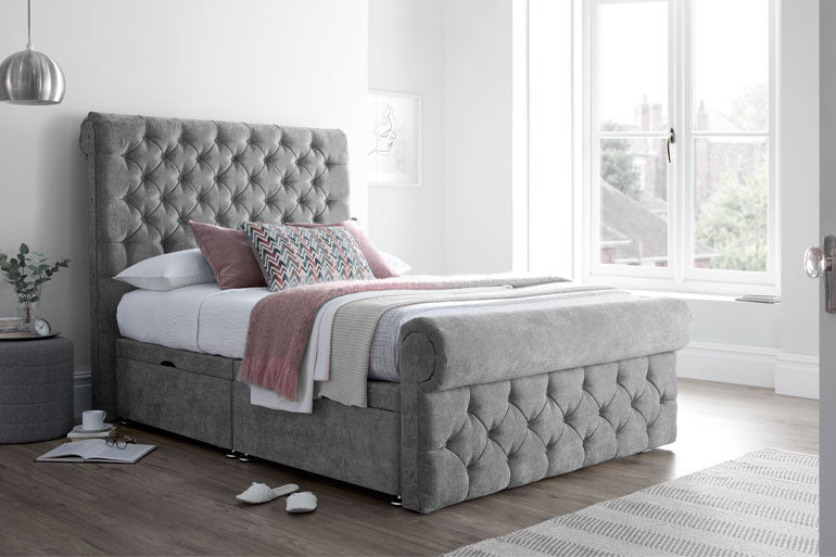 Palermo Divan Bed in Woven Grey
