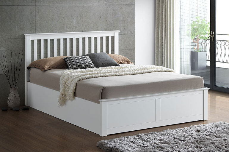 Wooden Ottoman Bed in White