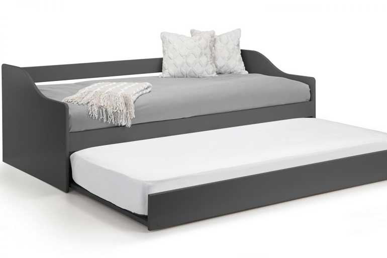Elba Anthracite Grey Wooden Day Bed with Trundle