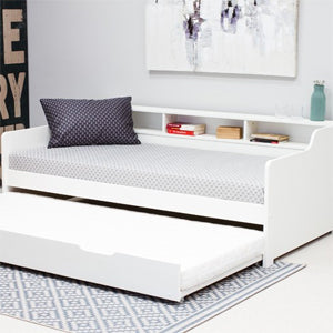 White wooden day bed with trundle