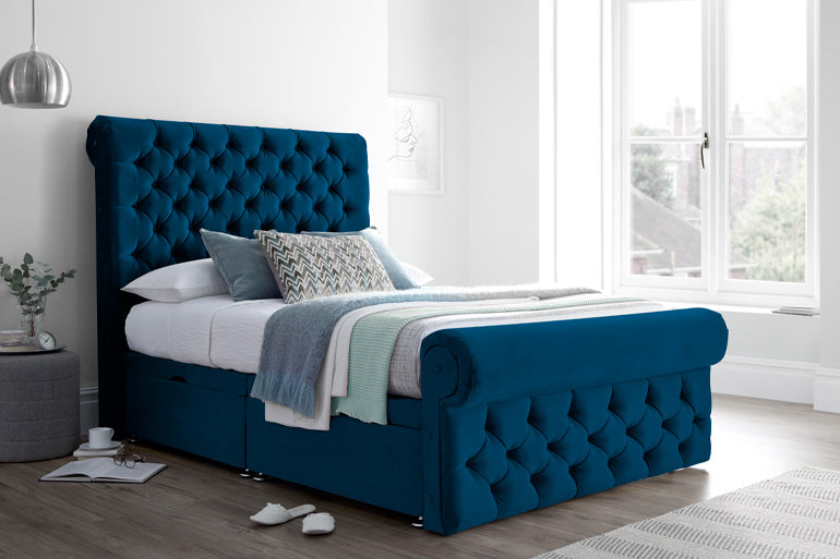 Choose Beds On Legs For A Small Double Blue Bed
