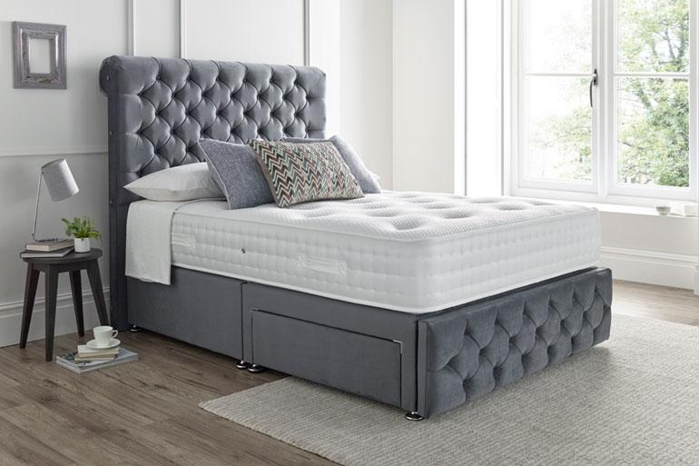 Grey Sleigh Bed