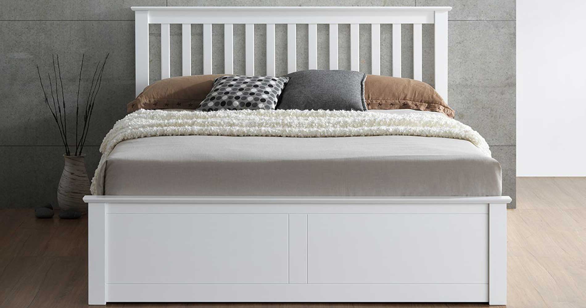 White Ottoman & Storage Beds