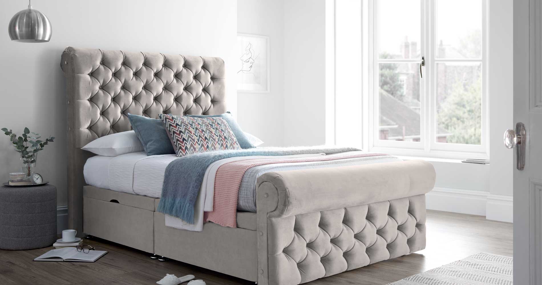 Silver Velvet Beds