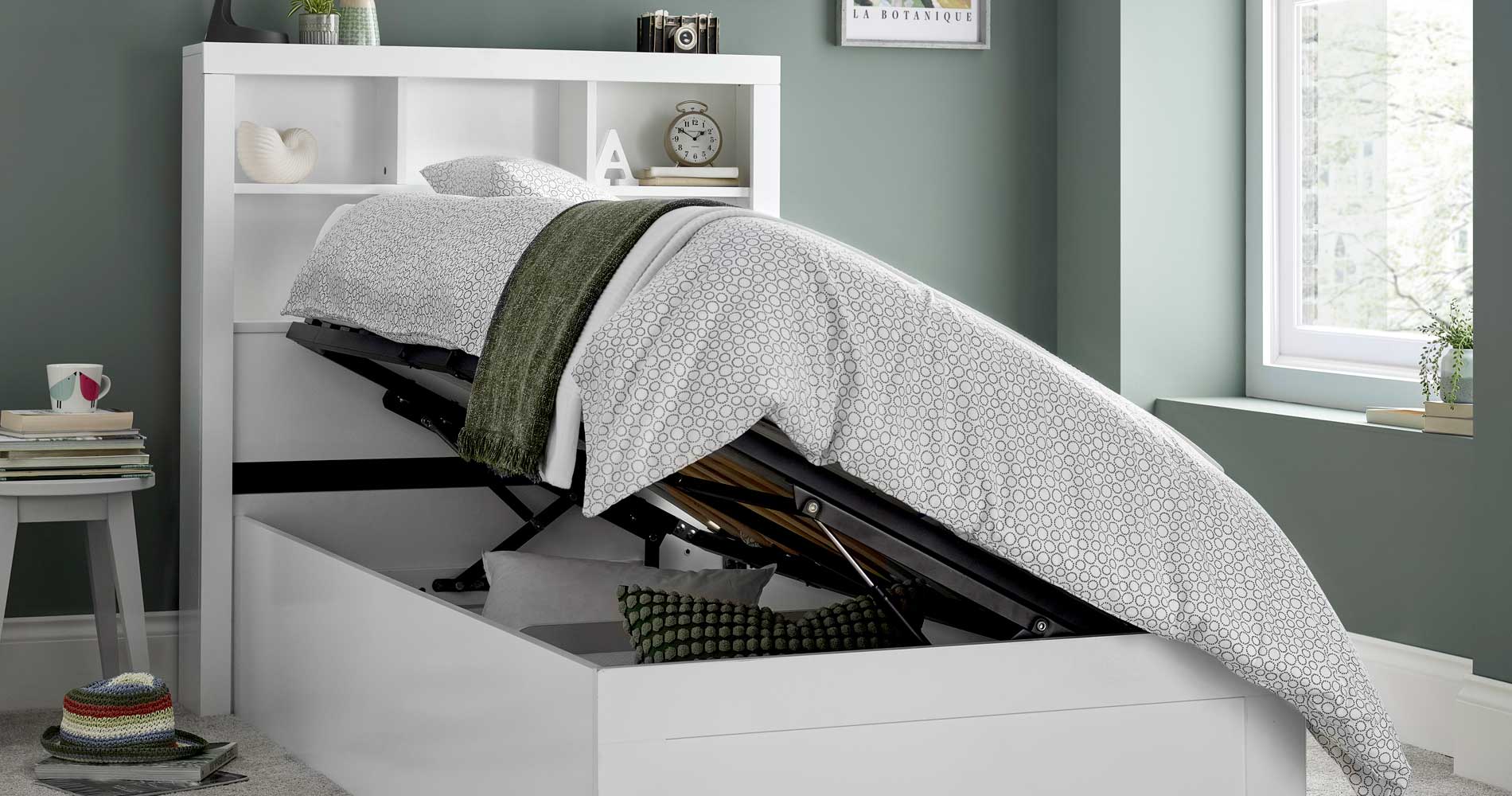 Single White Storage Beds