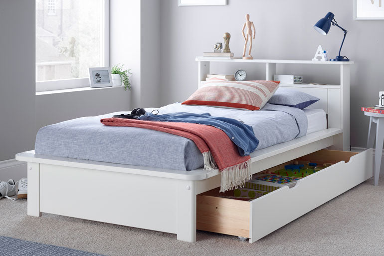 Fraser White Wooden Storage Bed