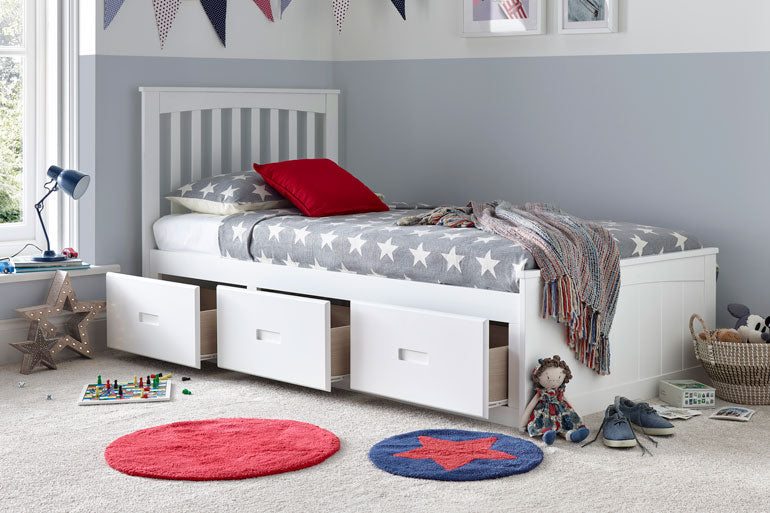 Quest White Wooden 3 Drawer Bed