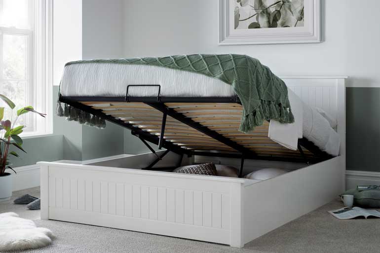 Dawson Wooden Ottoman Bed in White