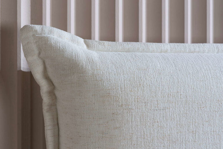 Close up of fabric on Haven Ottoman Bed