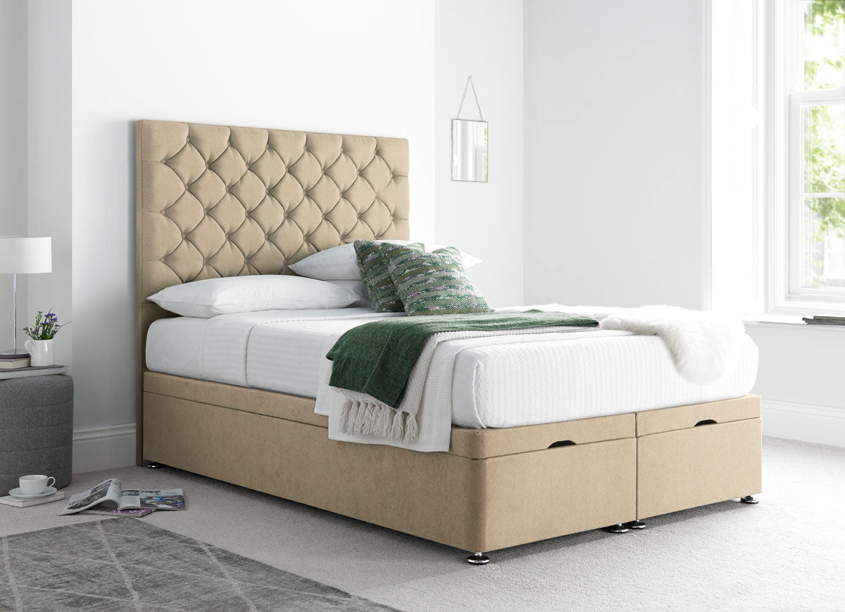Button Ottoman Bed - Mink