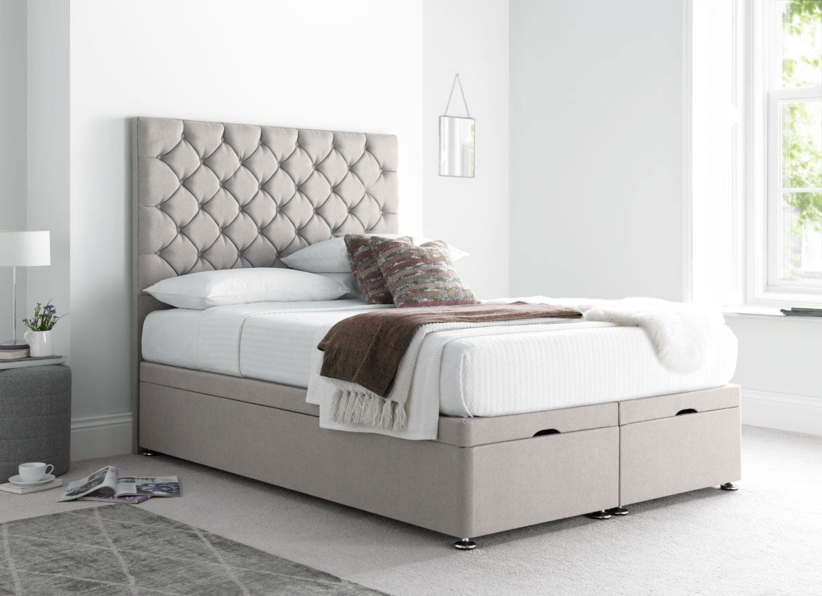 Button Ottoman Bed - Silver
