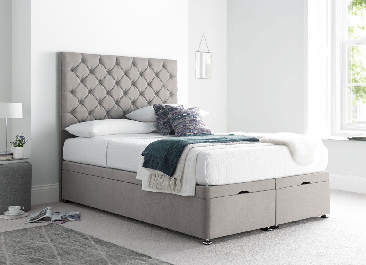 Button Ottoman Bed - Silver