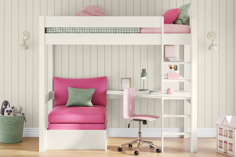 Stompa Classic High Sleeper with Integrated Desk, Shelving &amp; Chair Bed