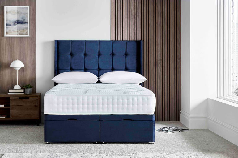Divan | Ottoman Bed with Cube Winged Headboard