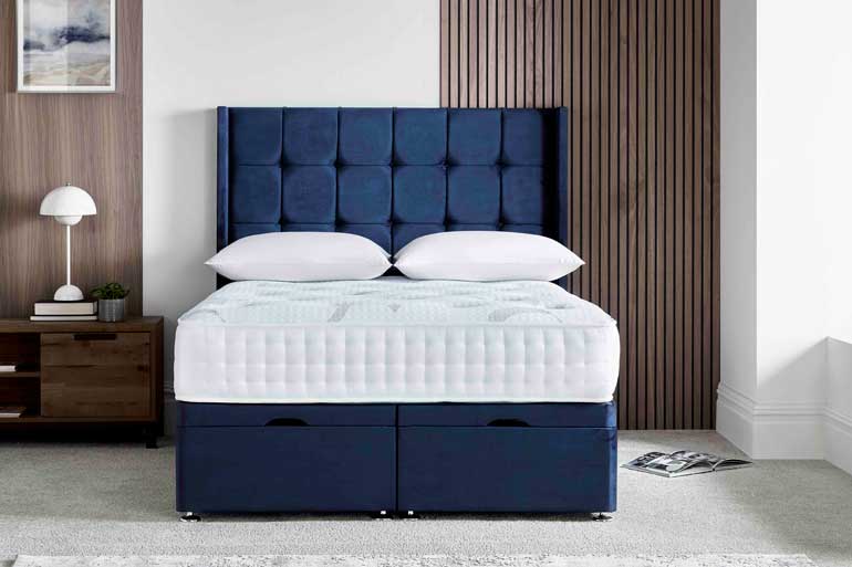 Divan | Ottoman Bed with Cube Winged Headboard