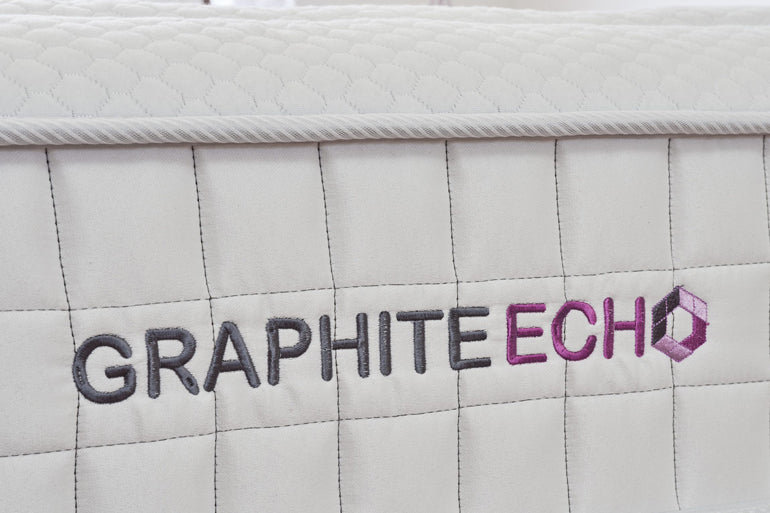 Text 'GRAPHITE ECHO' on a quilted fabric background