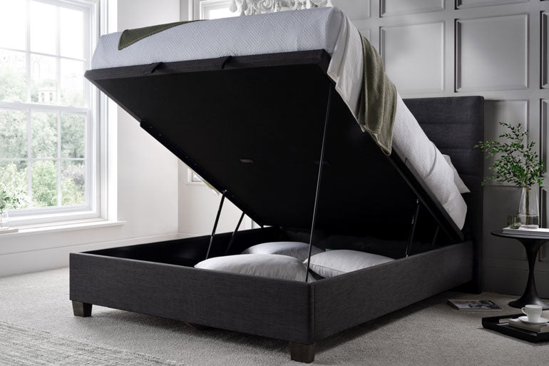 Kaydian Appleford Ottoman Bed with storage compartment in a bedroom setting.