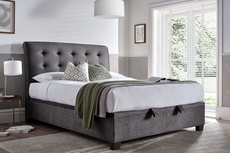 Kaydian Ashbrooke Ottoman Bed in bedroom setting.