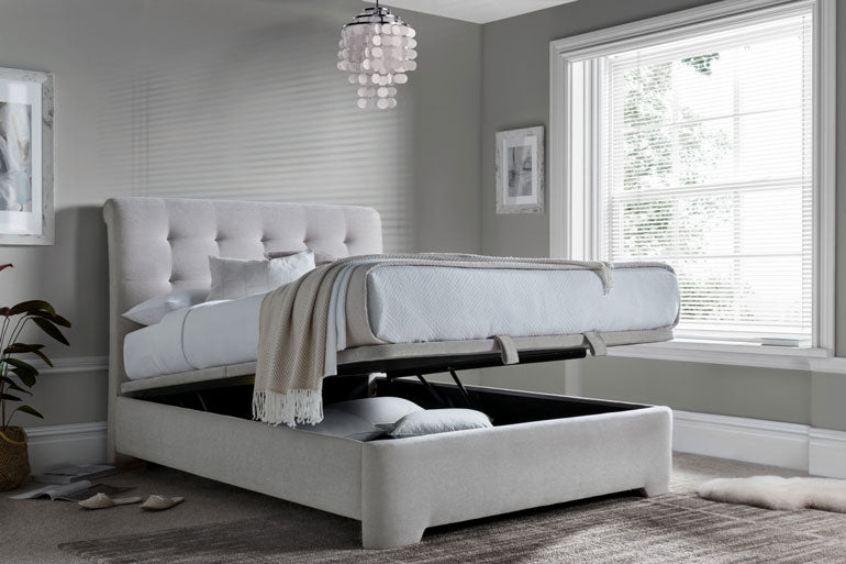 Kaydian Ashgrove Ottoman Bed with storage compartment in a bedroom setting.
