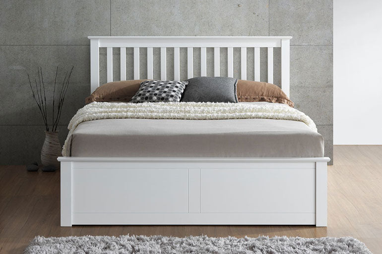 White Wooden Ottoman Bed