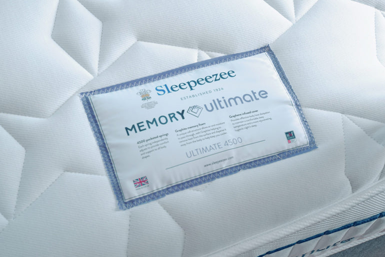 Sleepeezee memory foam mattress label close up