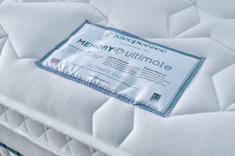 Sleepezee memory foam mattress mattress label close up