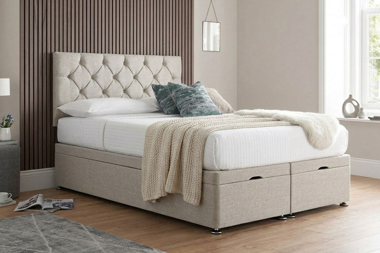 Mini Button Divan Bed with Storage: Drawers | Ottoman