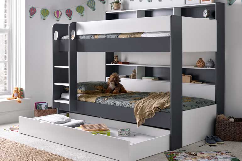 Oliver White Grey Storage Bunk Bed