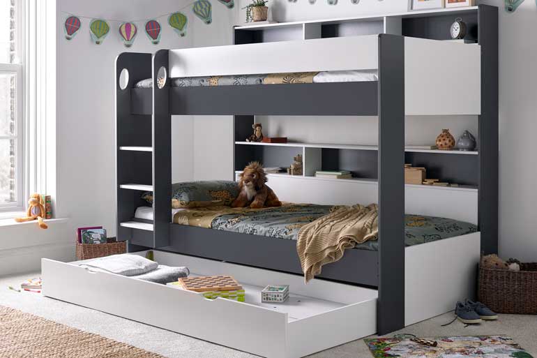 Oliver White & Grey Storage Bunk Bed