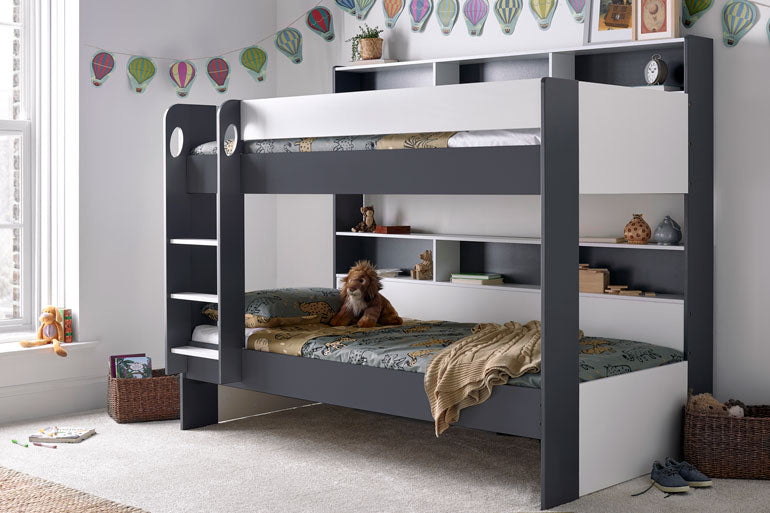 Oliver White &amp; Grey Storage Bunk Bed