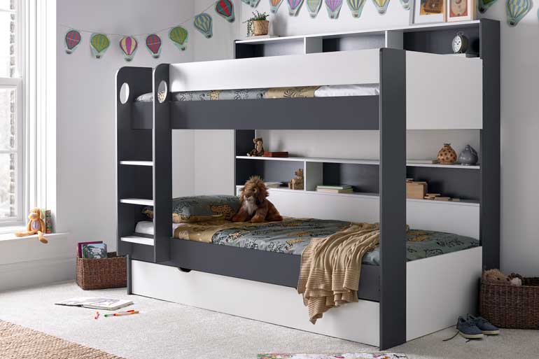 Oliver White & Grey Storage Bunk Bed