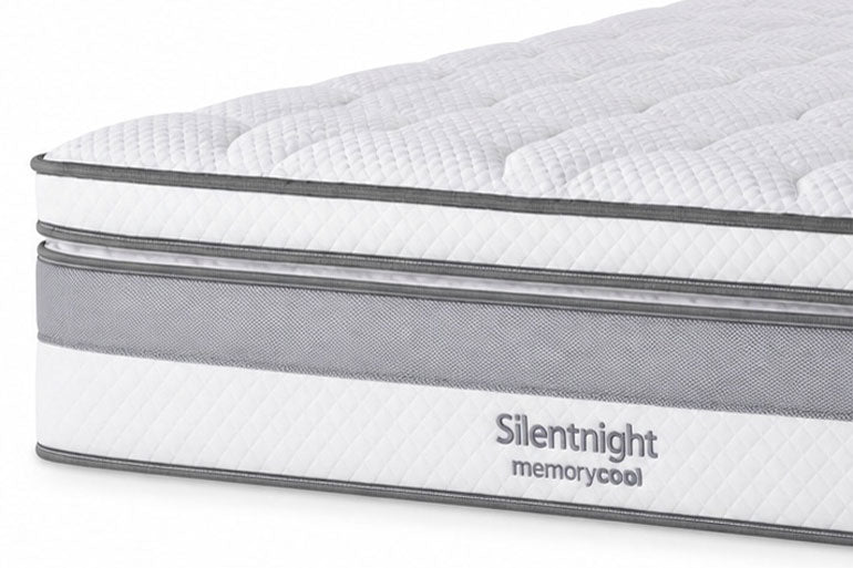 CLose-up of Silentnight Memory Cool 3000 Boxtop Mattress on white background