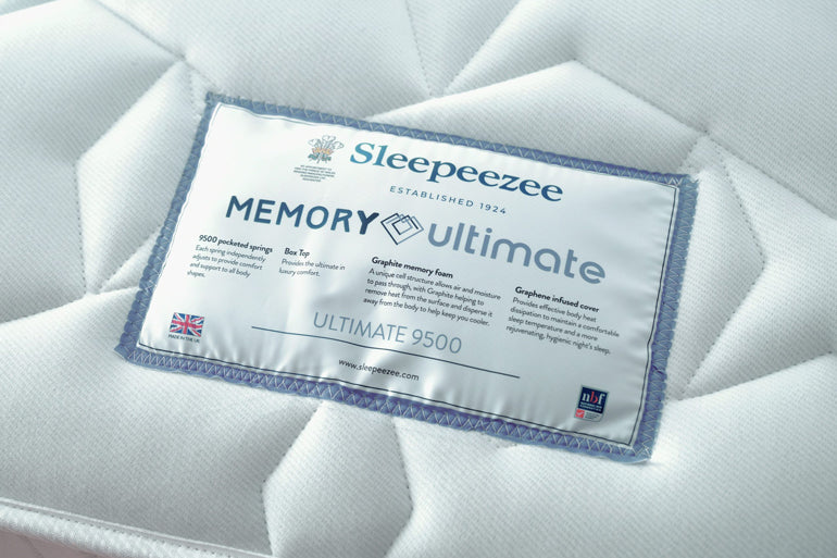 Close up of mattress label