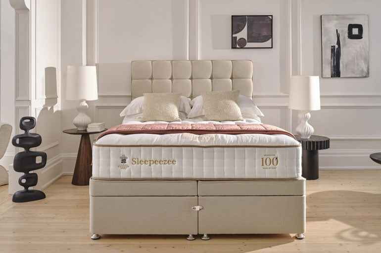 Room set showing Centurial 01 Mattress on divan base with headboard