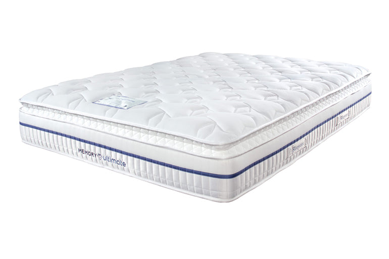 White mattress with a brand logo on a white background