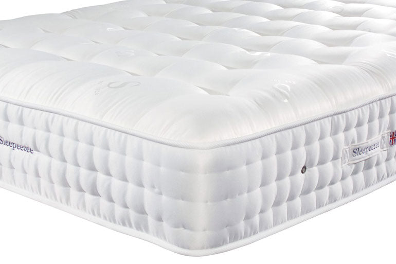 Corner view of natural wool mattress